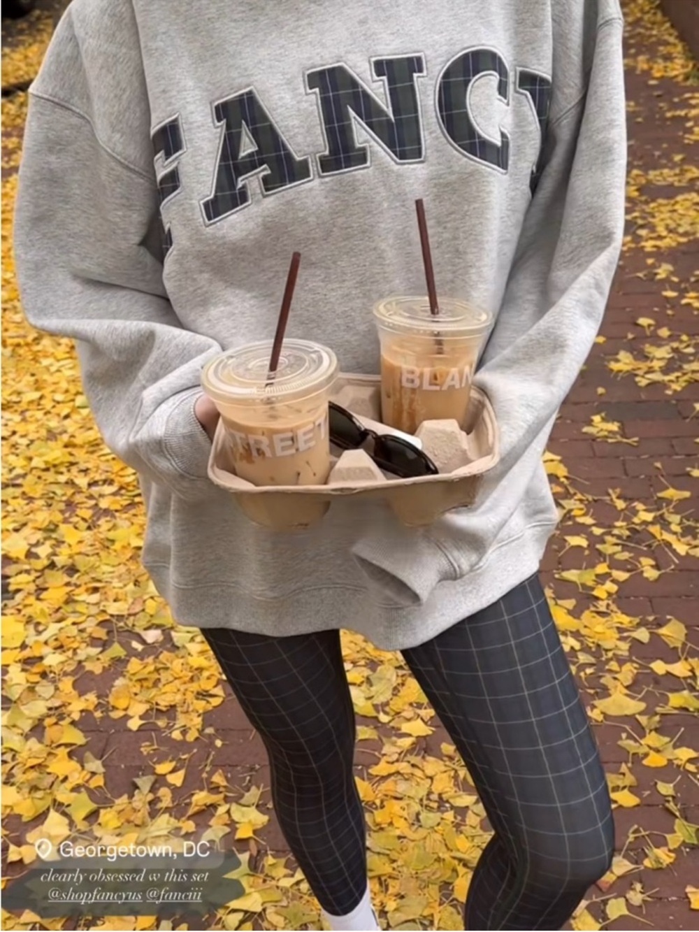 Crewneck Sweatshirt - Gray Plaid Lettering
